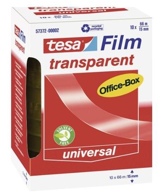 Tesa Transparentes Klebeband 66m x 15mm, 10er Pack