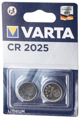 Varta CR2025 Lithium-Knopfzelle, Doppelpack