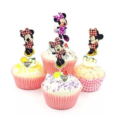 24x Minnie Mouse Maus Topper Cupcake Kinder Geburtstag Muffin Kuchen Torte Deko