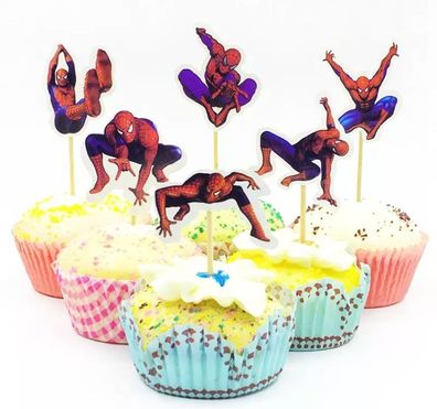 24x Spiderman Spinne Topper Cupcake Kinder Geburtstag Muffin Kuchen Torte Deko