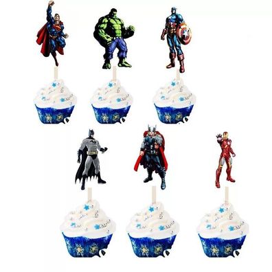 24x Marvel Thor Iron Topper Cupcake Kinder Geburtstag Muffin Kuchen Torte Deko