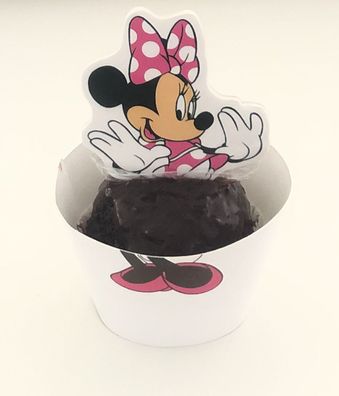 12 Minnie Maus Muffin Banderole mit Topper Cupcake Kinder Geburtstag Kuchen Deko