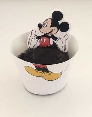 12 Mickey Maus Muffin Banderole mit Topper Cupcake Kinder Geburtstag Kuchen Deko