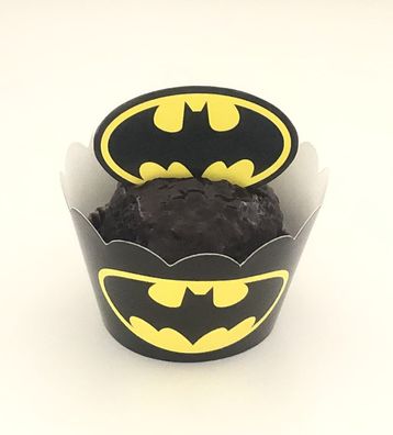 12 Avenger Batman Muffin Banderole mit Topper Cupcake Kinder Geburtstag Deko