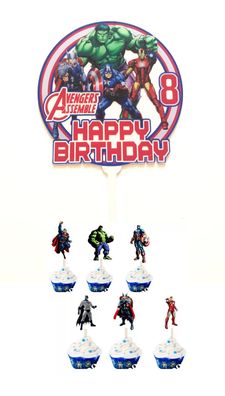Avengers Happy Birthday Cake Topper XXL Geburtstag Torten Deko Aufstecker Helden