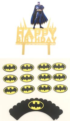 Batman Happy Birthday Cake Topper Set XXL Geburtstag Torten Deko Aufstecker