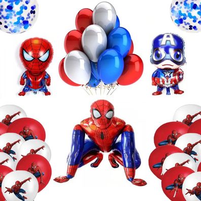 Ballonset Spiderman XXL 3D Capt. America Konfetti Geburtstag Kinder Party Marvel