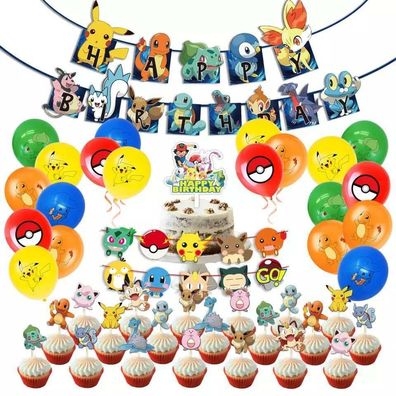 Pokemon Geburtstag Mega Set Ballons Girlande Topper Torte Cupcake Dekoration?