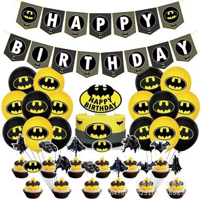 Batman Geburtstag Set XXL Superhelden Ballons Girlande Topper Torte Cupcake Deko