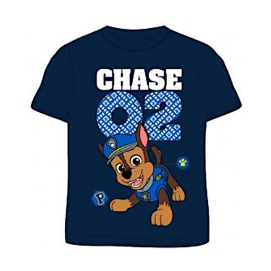 PAW Patrol '02 Chase' Kurzarm T-Shirt für Jungen | Blau | Größen 104-134