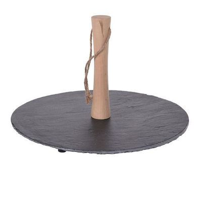 Etagere Schiefer Holz grau braun 18x30 cm Tortenständer Tortenplatte Kuchenplatte