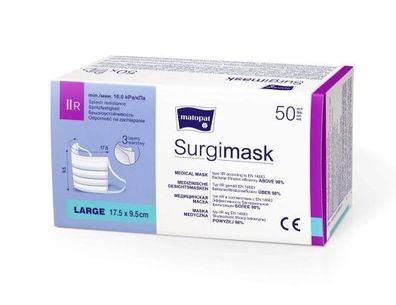 Surgimask Einweg medizinische Gesichtsmasken, 50 Stk. Schutzklasse IIR