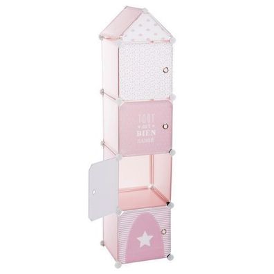 Schrank mit Schubladen für Kinderzimmer rosa Kunststoff 4-teilig Elemente 30x30x30cm