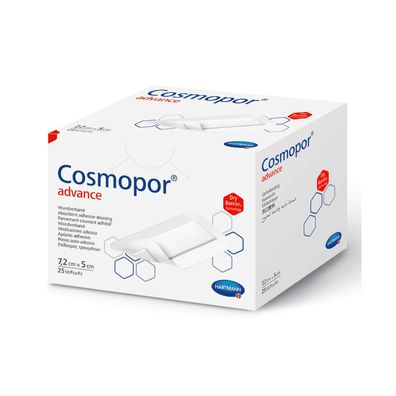 Hartmann Cosmopor® Advance Post-OP-Verband, 7,2 x 5 cm - 25 Stück | Packung (25 Stück