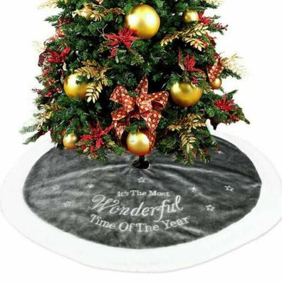 90cm Weihnachtsbaum Decke Rund Rock Teppich Christbaumdecke Dekortion Grau