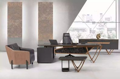 Designer Schreibtisch Büro Einrichtung Luxus Klasse Eckschreibtisch 3tlg