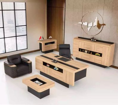 Möbel Kanzlei Luxus Büroeinrichtung Komplettes Set Tisch Schrank 3tlg