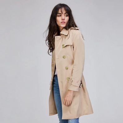 Spring High Woman Classic Double Breasted Trench Coat Waterproof Raincoat Business