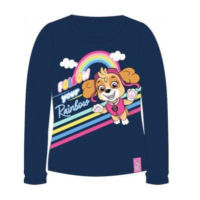 Skye PAW Patrol Langarm T-Shirt für Mädchen | 'Follow your Rainbow' | Blau | Größe...