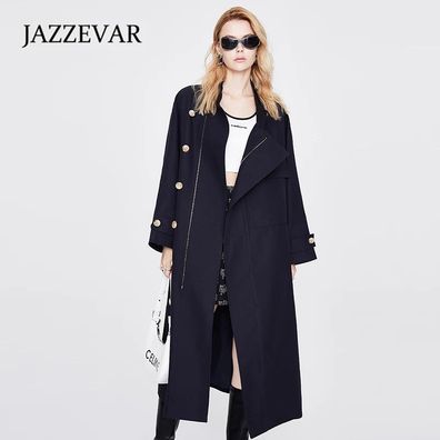 Long Silhouette Trench Coat Autumn Gloss High Density Outerwear British Style