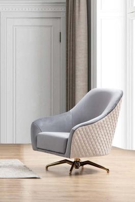 Design Sessel Polster Textil Modern Wohnzimmer Luxus Holz Möbel Drehstuhl Neu