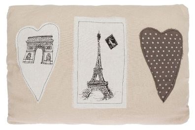 Kissen Paris Love Baumwolle Beige