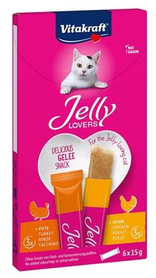 Vitakraft Jelly Lovers, Geflügel Katzensnack - 6x15g