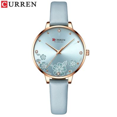 Watches For Women Leather Quartz Waterproof Wristwatches Retro Flowers Dial