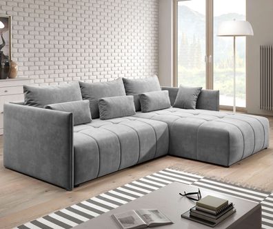 FURNIX Sofa YAHO Couch ausziehbar mit Bettkasten und Kissen Schlafsofa MH 85