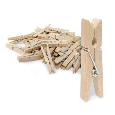 Mini Holz Klammer 4,5 cm - 40er Pack - Deko Klammer Zier Clip natur zum Basteln