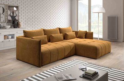 FURNIX Sofa YAHO Couch ausziehbar mit Bettkasten und Kissen Schlafsofa MH 48