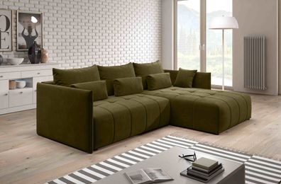 FURNIX YAHO Eckcouch L-Form Couch Sofa Schlafsofa mit Schlaffunktion Bettkasten ...