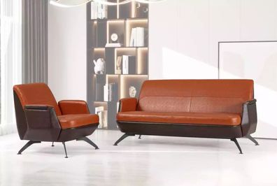 Sofasitzgarnitur Zweisitzer Sessel Arbeitszimmermöbel Luxus Designer Büro