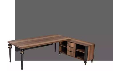 Großer Holz Eckschreibtisch Arbeitszimmermöbel Chef Tische Holzmöbel