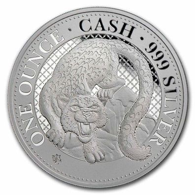 Silbermünze Cash Schneeleopard 1 oz 2024 St. Helena Silber 999 Snow Leopard