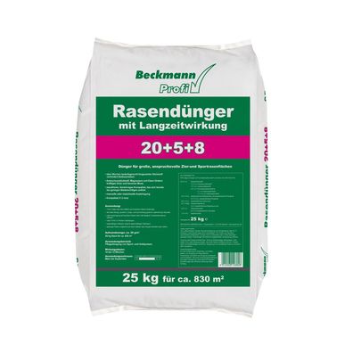 Beckmann 25kg Rasendünger mit Langzeitwirkung 20 + 5 + 8 Rasen Dünger