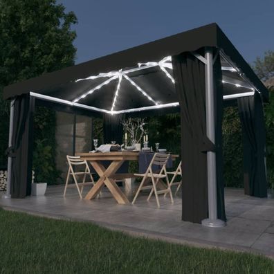 Pavillon Vorhänge LED-Lichterkette Überdachung Terrassenüberdachung Garten Outdoor
