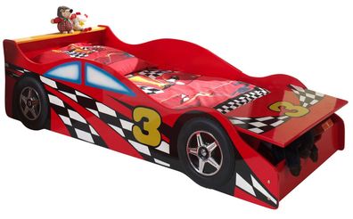 Bett Einzelbett Autobett Race Car MDF Rot 70x140 cm