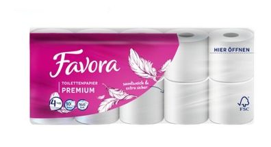 Favora Premium 3-lagiges Toilettenpapier - 10 Rollen