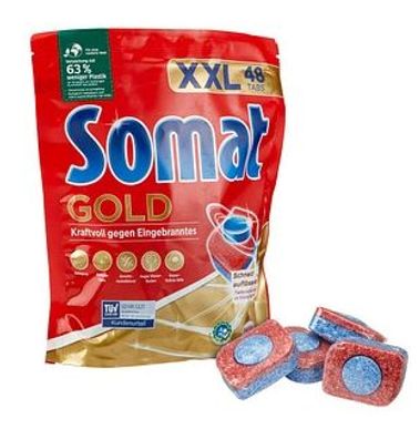 Somat Gold 48 Stück Geschirrspültabs - Effektive Reinigung und strahlender Glanz