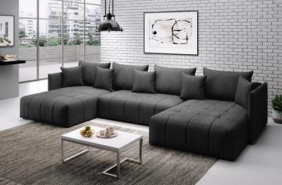 FURNIX U-Form-Sofa ASVIL Wohnzimmersofa mit Schlaffunktion und Bettkasten EN25