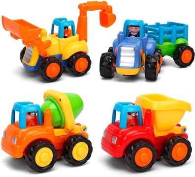 Moontoy Baby Spielzeugauto Bagger Konstruktionsfahrzeuge Baufahrzeuge 4-in-1