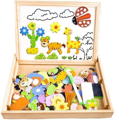 Cooljoy CL-8850 Magnetisches Holzpuzzles Puzzle-Spiele, Doppelseitiges Puzzle