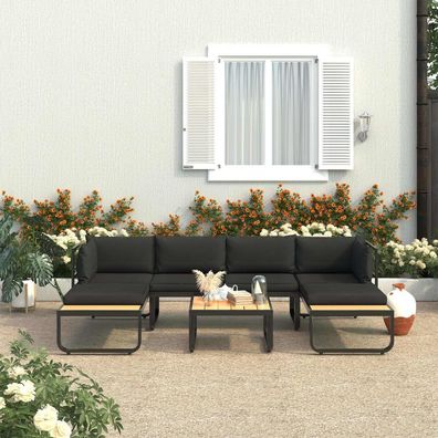 Garten Ecksofa Set mit Auflagen Aluminium und WPC Gartenlounge Sitzgruppe Outdoor