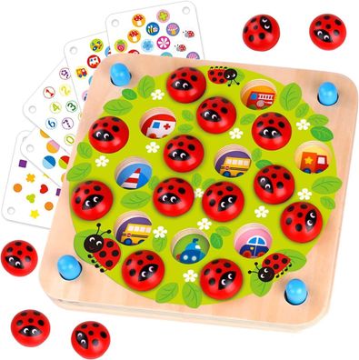 Nene Toys - Marienkäfer-Garten - Memory-Spiel aus Holz für Kinder, Spielezeug