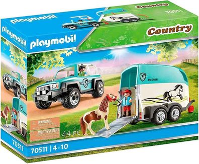 Playmobil Country 70511 PKW mit Ponyanhänger, Ab 4 Jahren, Kinder Spielzeug