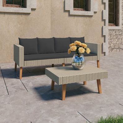 Garten Lounge Set mit Auflagen Poly Rattan Gartenlounge Sitzgruppe Outdoor