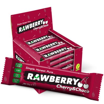 RawberryKirsche & Schokolade, ohne Zuckerzusatz, Glutenfrei, Nussriegel, Vegan