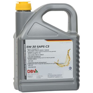 5W/30 SAPS Rußpartikelfilteröl C3 für BMW, MB, Opel Dexos 2, VW-PDI 4 x 5-Liter-Kanne