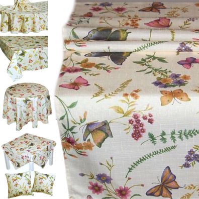 Tischdecke Tischläufer Kissenhülle Decke Läufer Kissen Pflegeleicht Schmetterlinge
